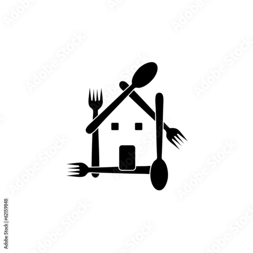 House with spoons and forks- restaurant logo