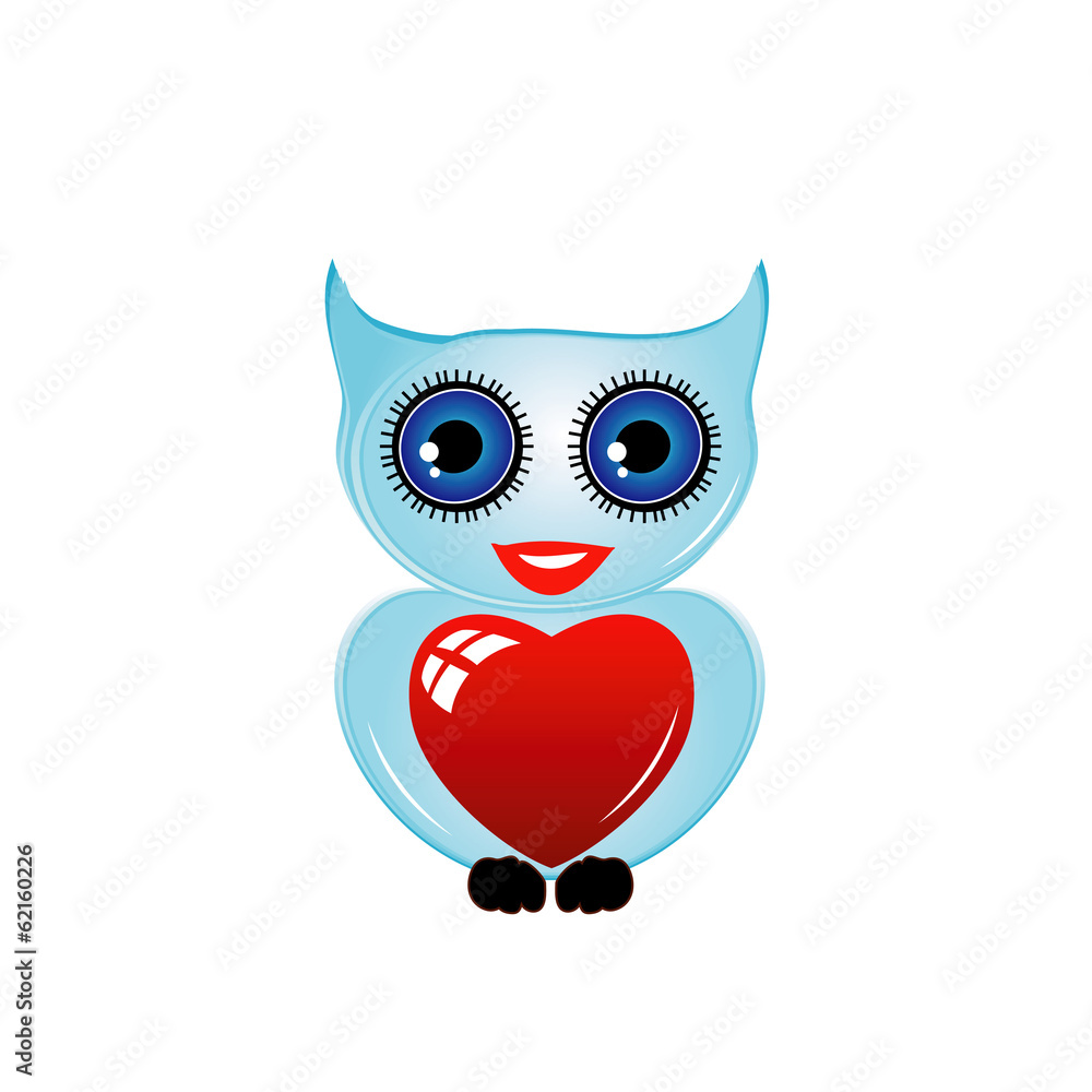 Pretty owl with a red heart Pretty owl with a red heart