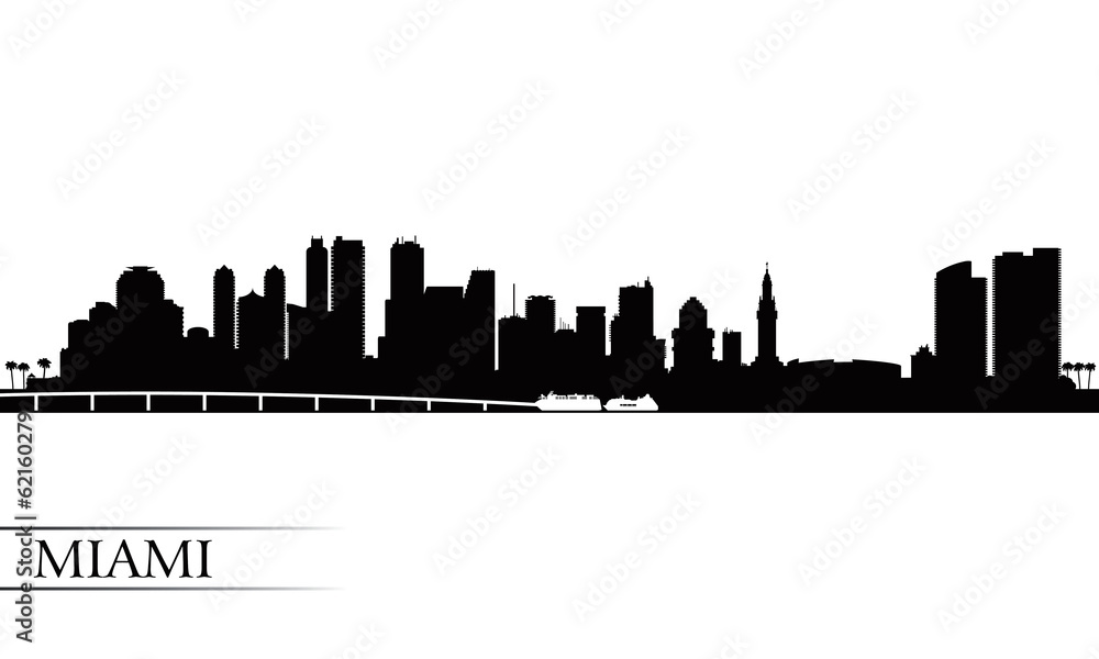 Miami city skyline silhouette background
