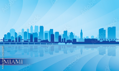 Miami city skyline silhouette background