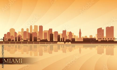 Miami city skyline silhouette background