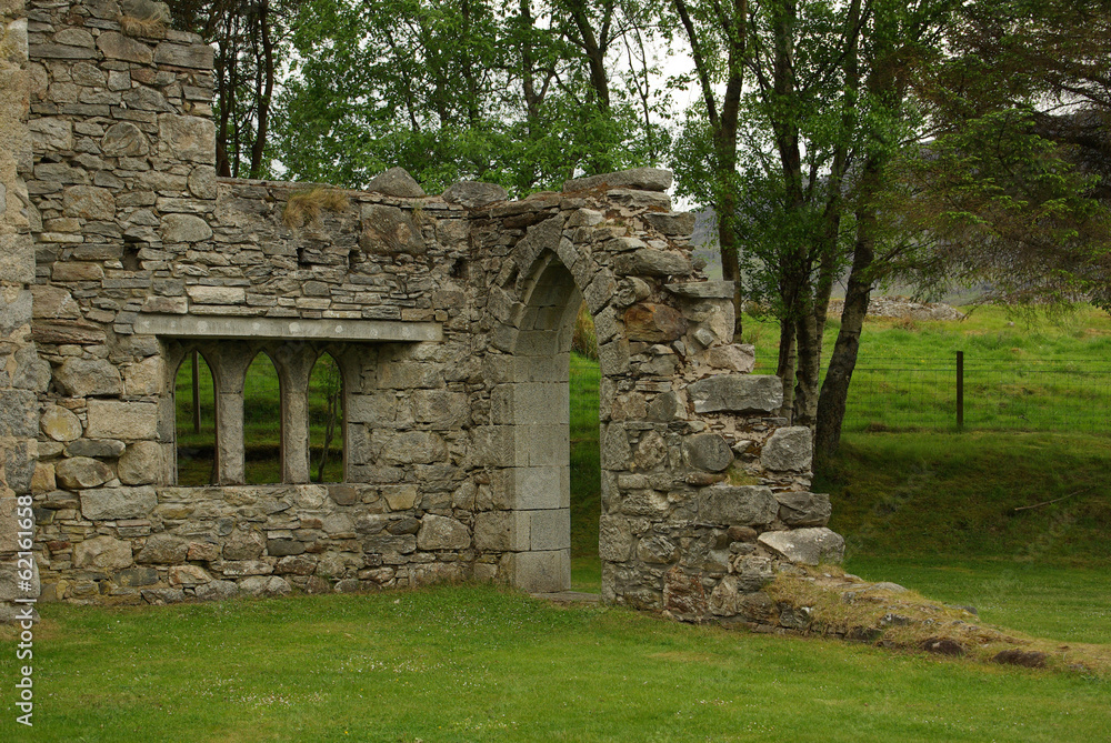 Old ruins of the church in Scotland