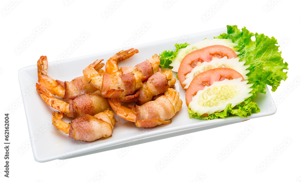 Shrimps in bacon