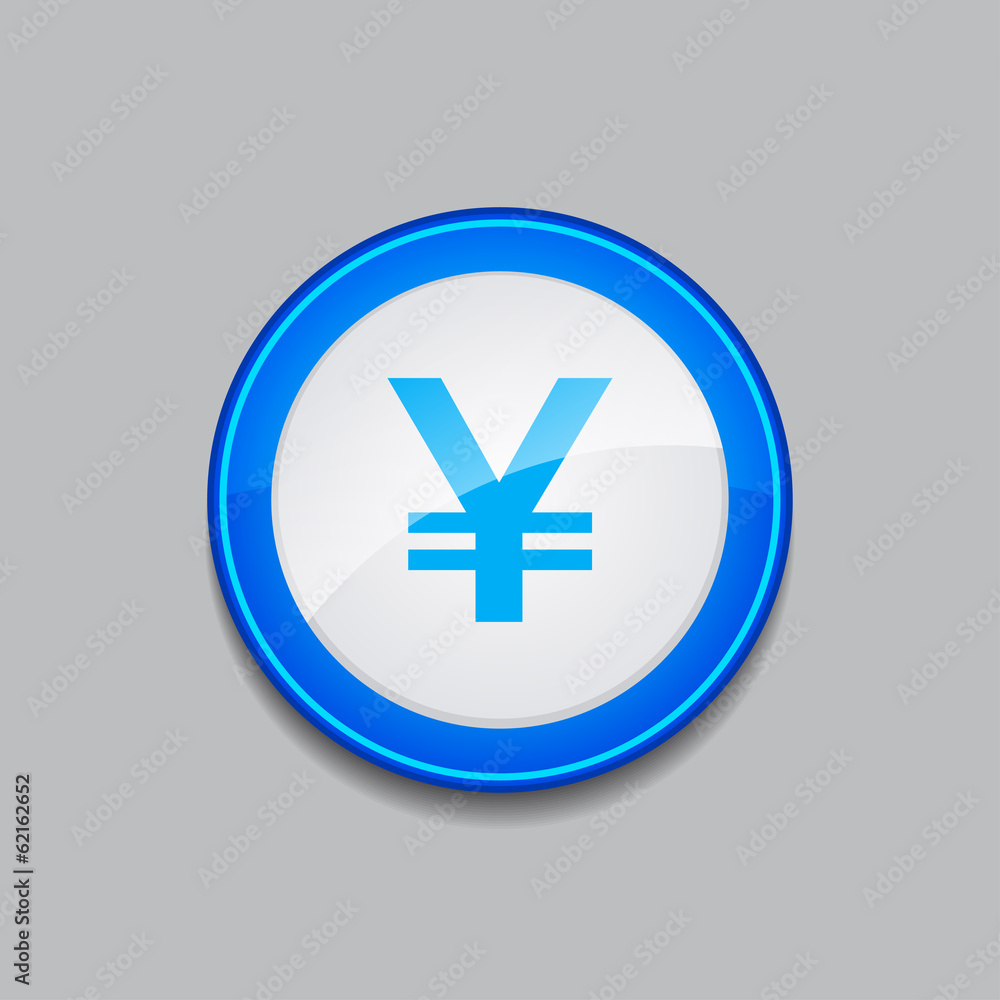 Obraz premium Yen Currency Sign Circular Vector Blue Web Icon Button