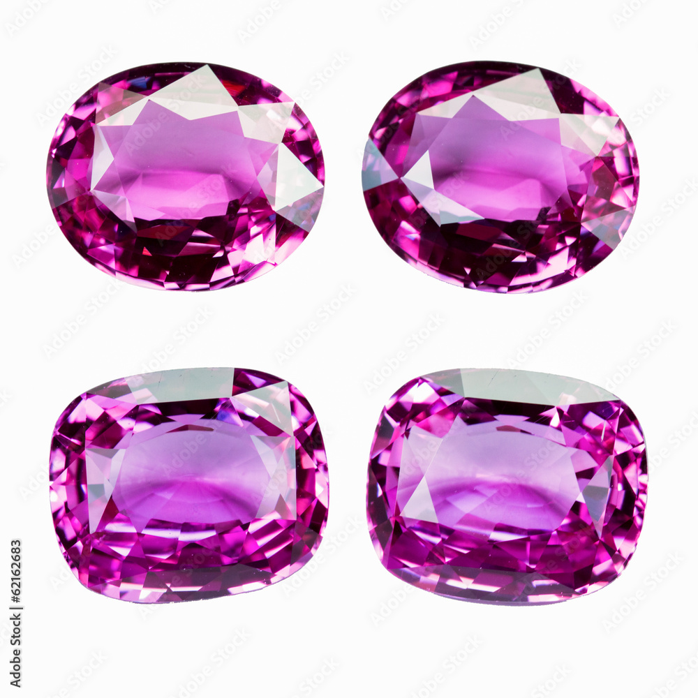Pink Sapphire isolated on white