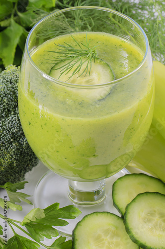 Fresh green vegetable juice - detox, weight loss concept