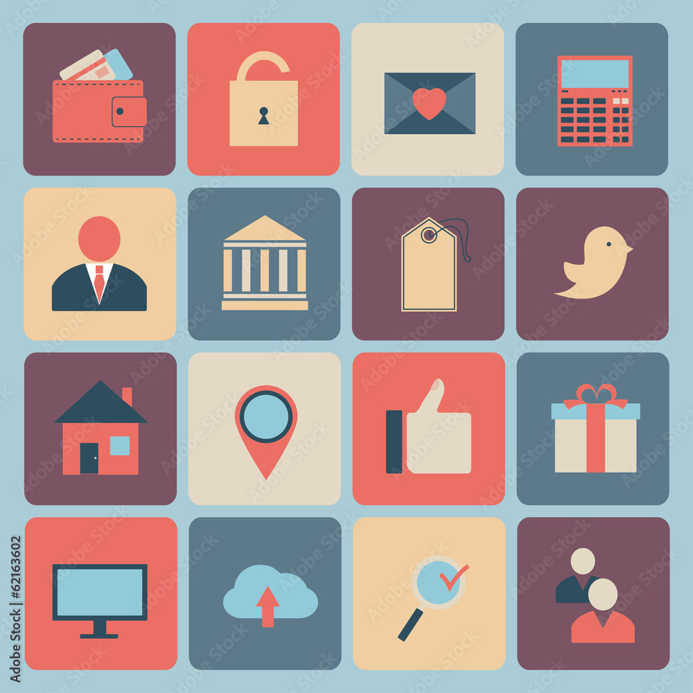 Flat design - vector icons set. Flat design - vector icons set.
