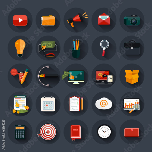 Business, office and marketing items icons.