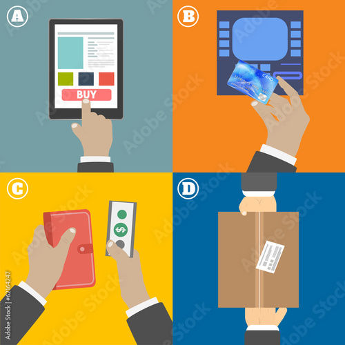 Set of business hands action concepts