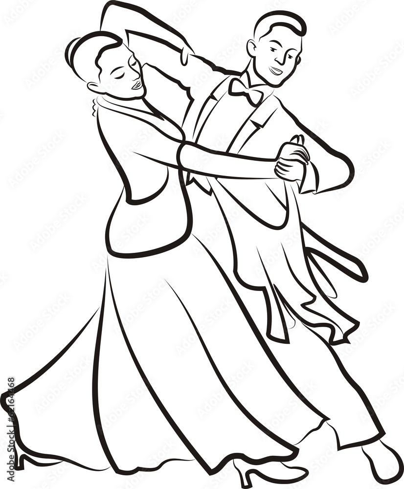 ballroom dancing - outlines of couple ballroom dancing - outlines of couple