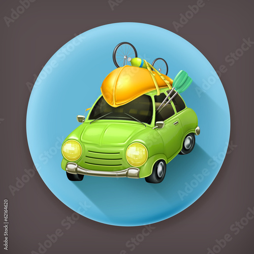 Car travel long shadow vector icon