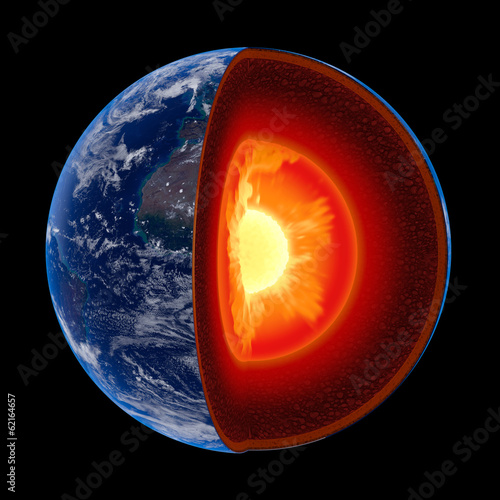 Earth core structure to scale - isolated photo