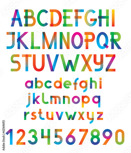 Colorful vector font and numbers.