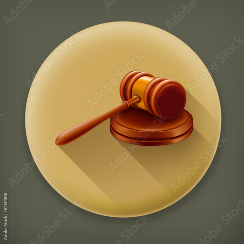 Gavel, long shadow vector icon