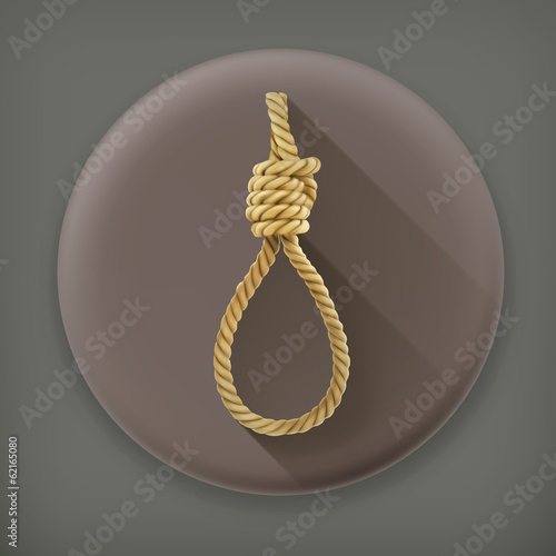 Hangmans knot long shadow vector icon