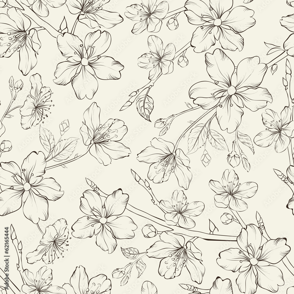Cherry blossom seamless pattern. Cherry blossom seamless pattern.