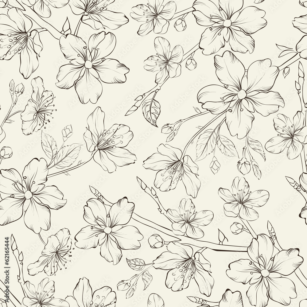 Cherry blossom seamless pattern.