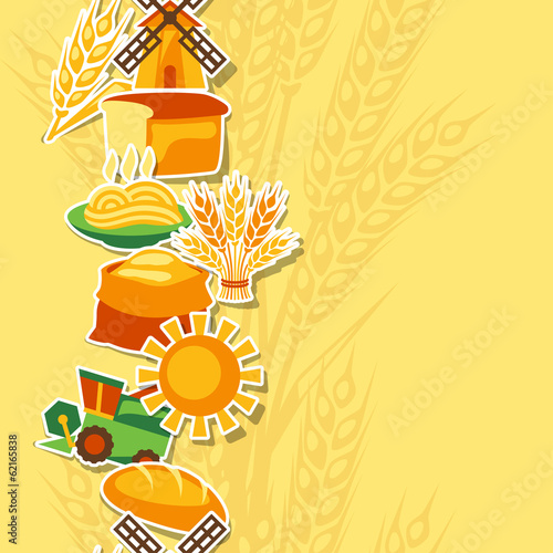 Seamless pattern with agricultural objects.