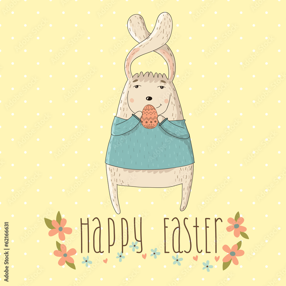 Happy easter cards illustration with easter rabbit Happy easter cards illustration with easter rabbit