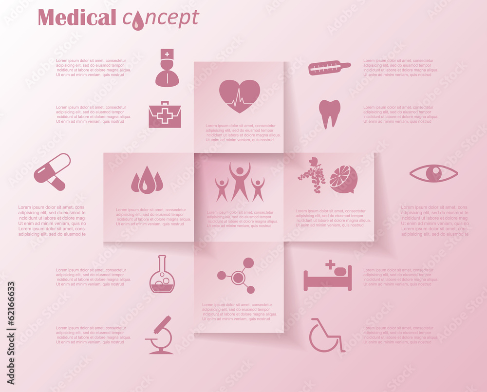 Abstract concept of medicine with medical and healthcare icons Abstract concept of medicine with medical and healthcare icons