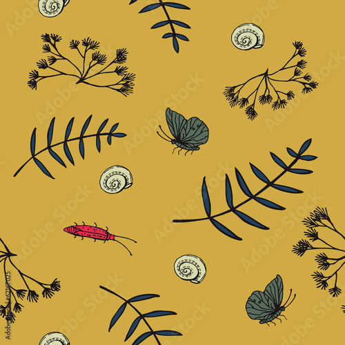 hand drawn seamless with natural elements