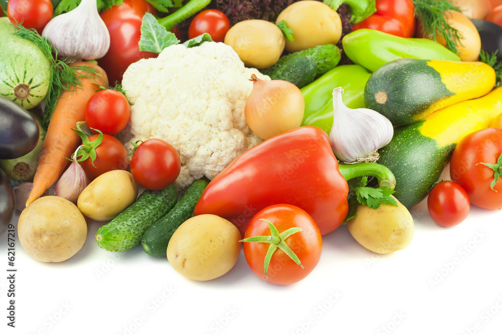 Organic Different Vegetables / on white background Organic Different Vegetables / on white background