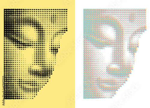 Buddha's face raster halftone mode