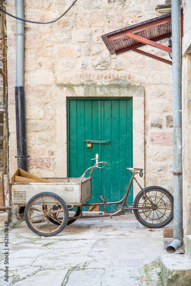 Three Wheeled Bike with Cart by Green Door