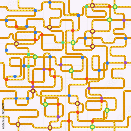 public transport or tube map (fictional), seamless pattern, vect