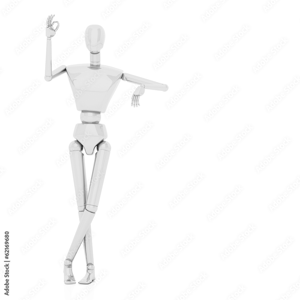 3d man leaning on something and showing okay hand gesture