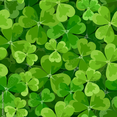 St. Patrick's day vector seamless background with shamrock.