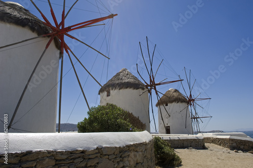 Windmühlen auf der griechischen Insel Mykonos, Griechenland