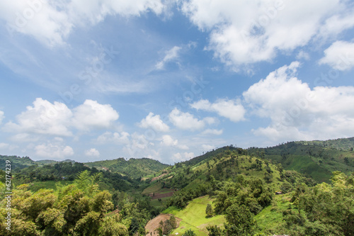 Mountains and blue sky landscape