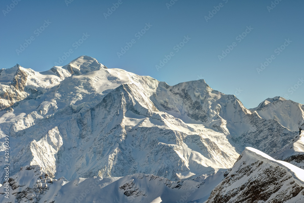 the mont blanc mountain summit in french alps