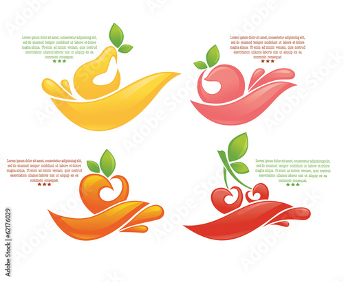 juice stickers and fruits symbols