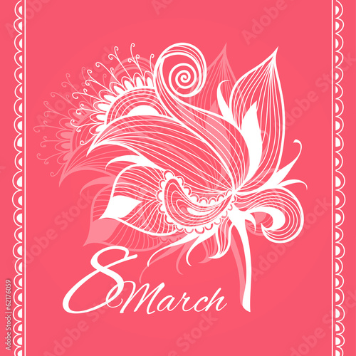 Card 8 march woman's day with grunge background