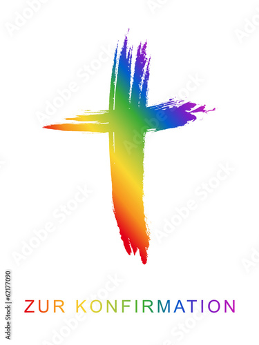 Konfirmationskarten-Design mit Kruzifix und Grußtext