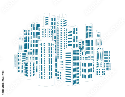 City with buildings and skyscrapers.