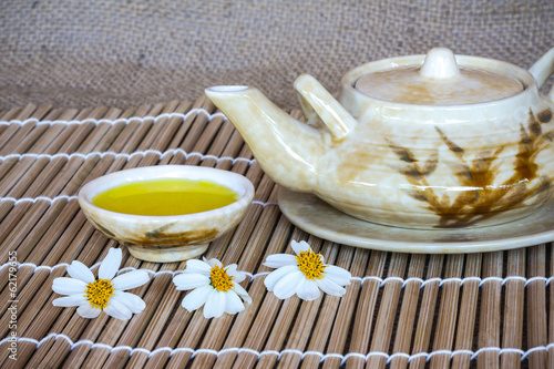 Still life tea pot and empty cup photo