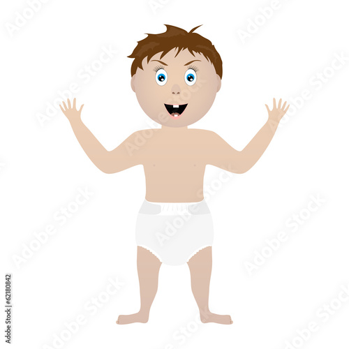 happy baby in a diaper
