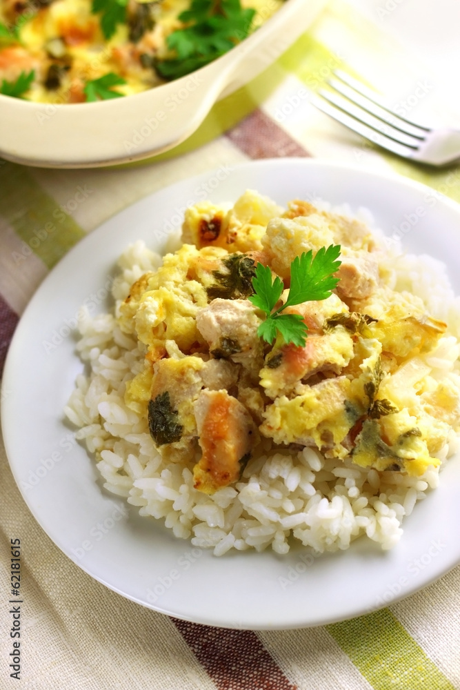 Chicken breast and cauliflower casserole with rice Chicken breast and cauliflower casserole with rice