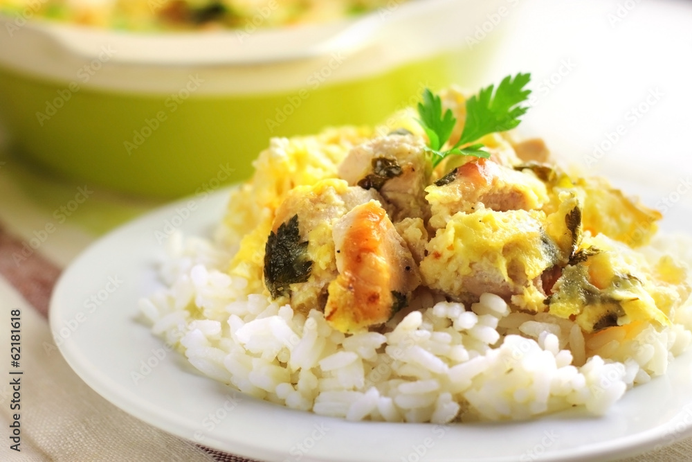 Chicken breast and cauliflower casserole with rice Chicken breast and cauliflower casserole with rice