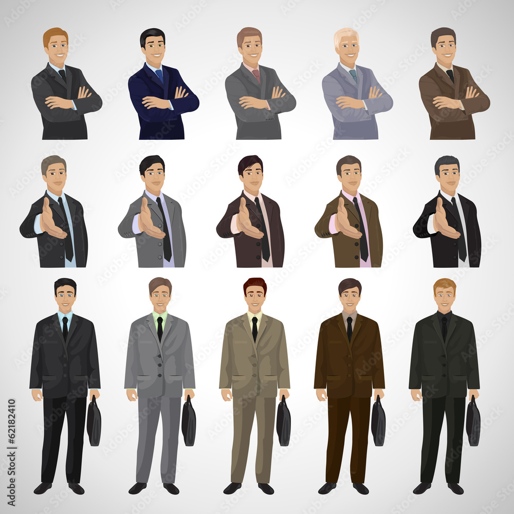 Business Men - Isolated On Gray Background