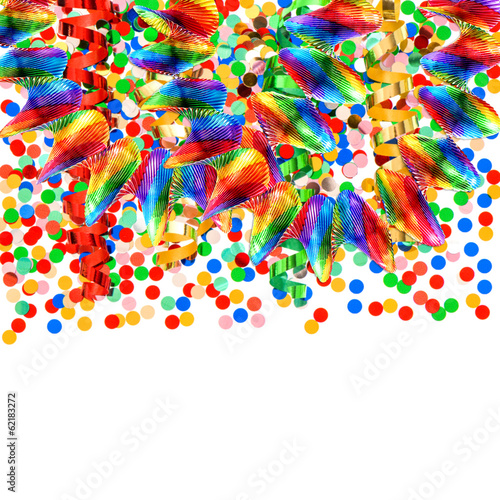 colorful garlands and confetti over white