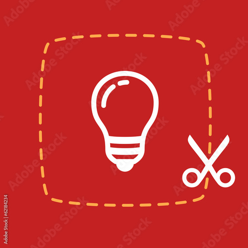bright scissors cut sticker with a light bulb