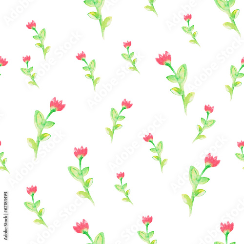 watercolor flowers spring seamless pattern