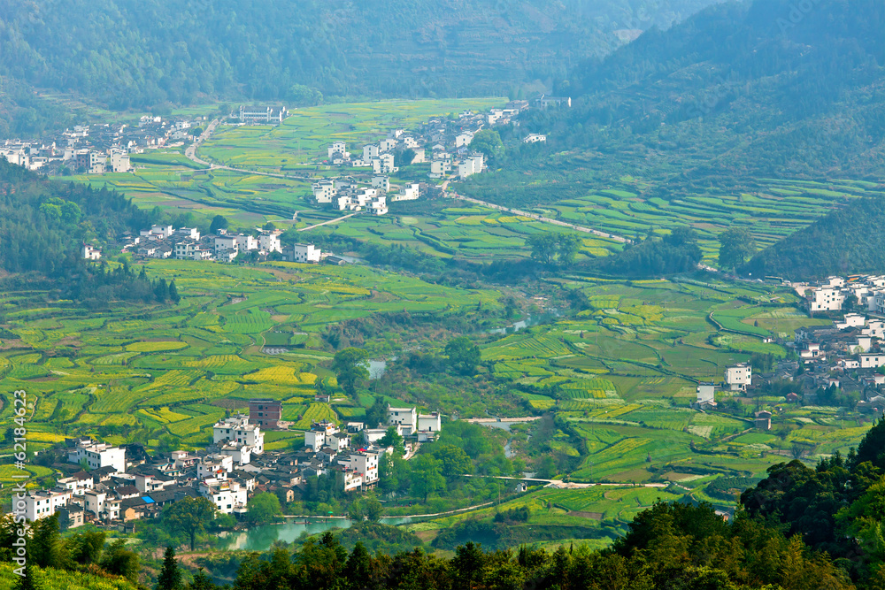 Rural landscape in Wuyuan, Jiangxi Province, China.