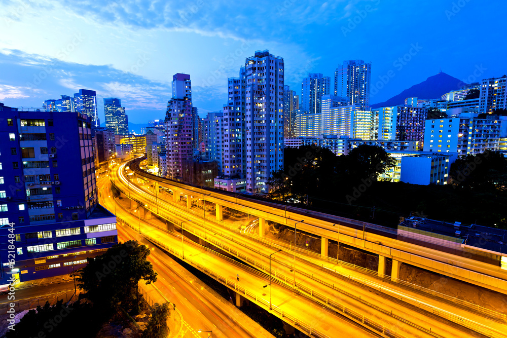 Fototapeta premium Modern urban traffic at night