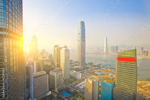 Canvas Print Hong Kong skyscrapers at sunset