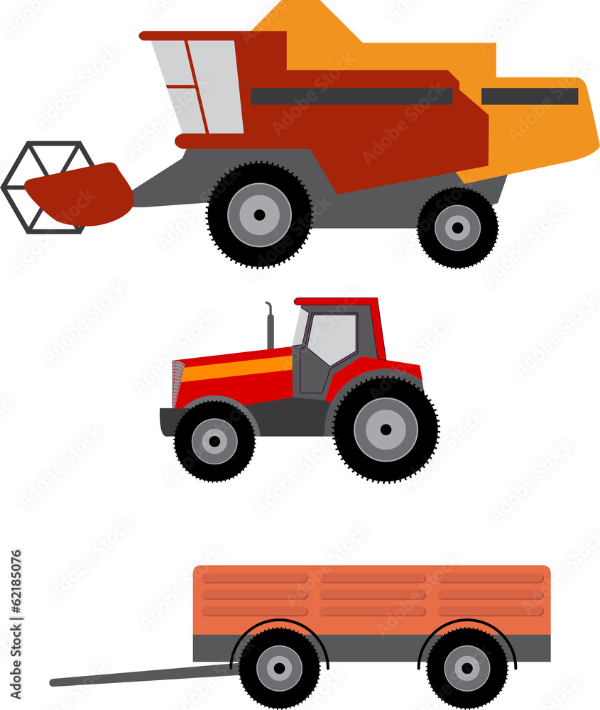Vector illustration of agriculture vehicles Vector illustration of agriculture vehicles